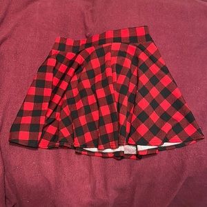 Red flannel skater girl skirt stretchy waist